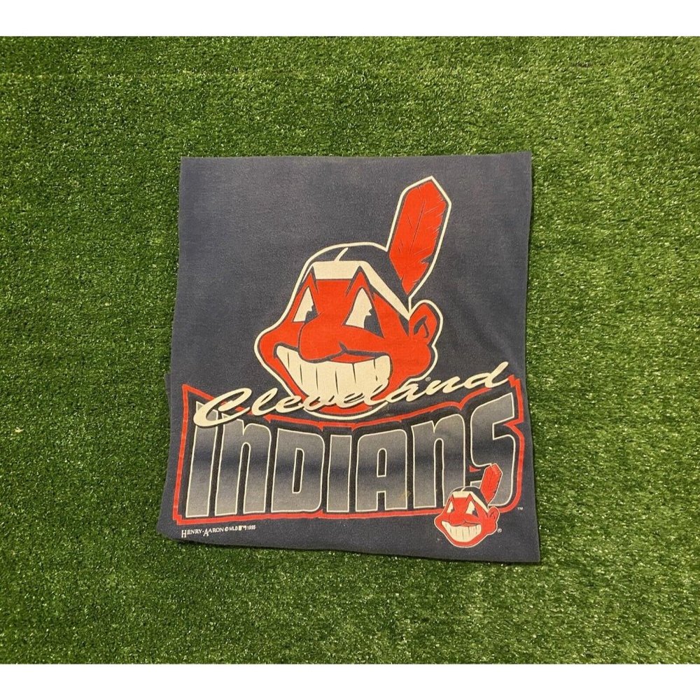Vintage Cleveland Indians shirt mens medium chief wahoo 90s unisex blue MLB